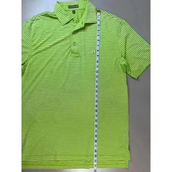 Peter Millar Men’s Summer Comfort Lime Green Yellow Striped Golf Polo Size M - Picture 7 of 11